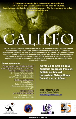 Contribuciones y trascendencia de Galileo Galilei serán presentadas en la Unimet